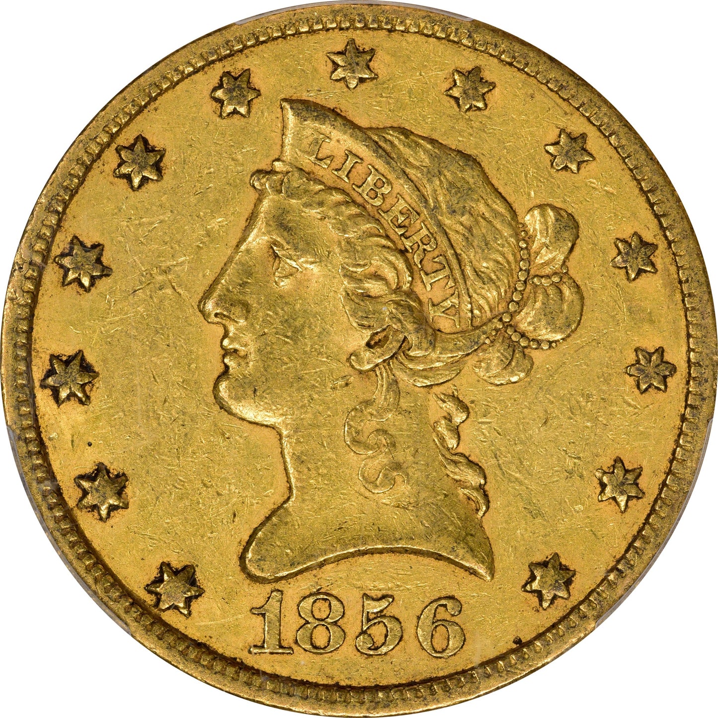 1856 $10 XF45 PCGS CAC