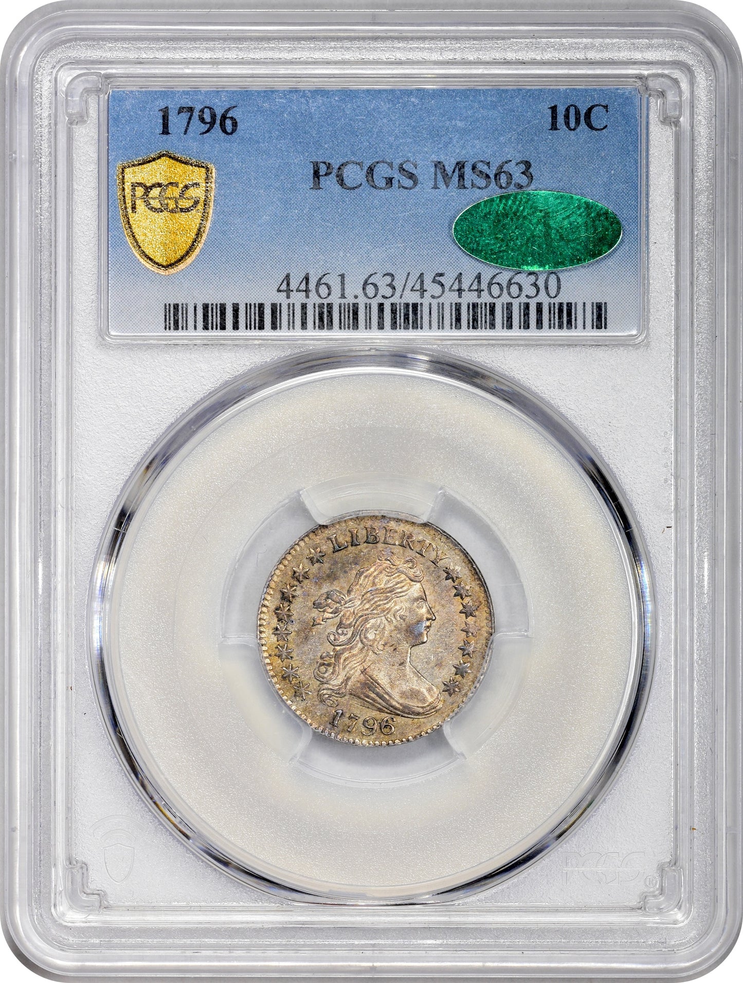 1796 10C MS63 PCGS CAC