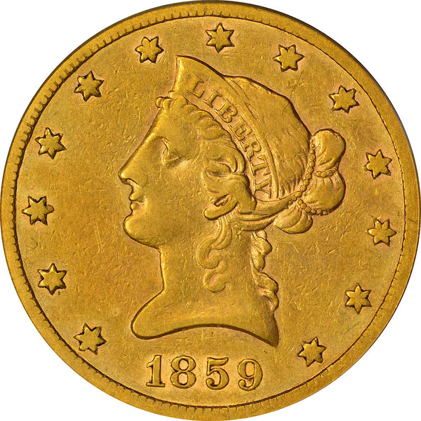 1859-S $10 VF20 OGH PCGS CAC