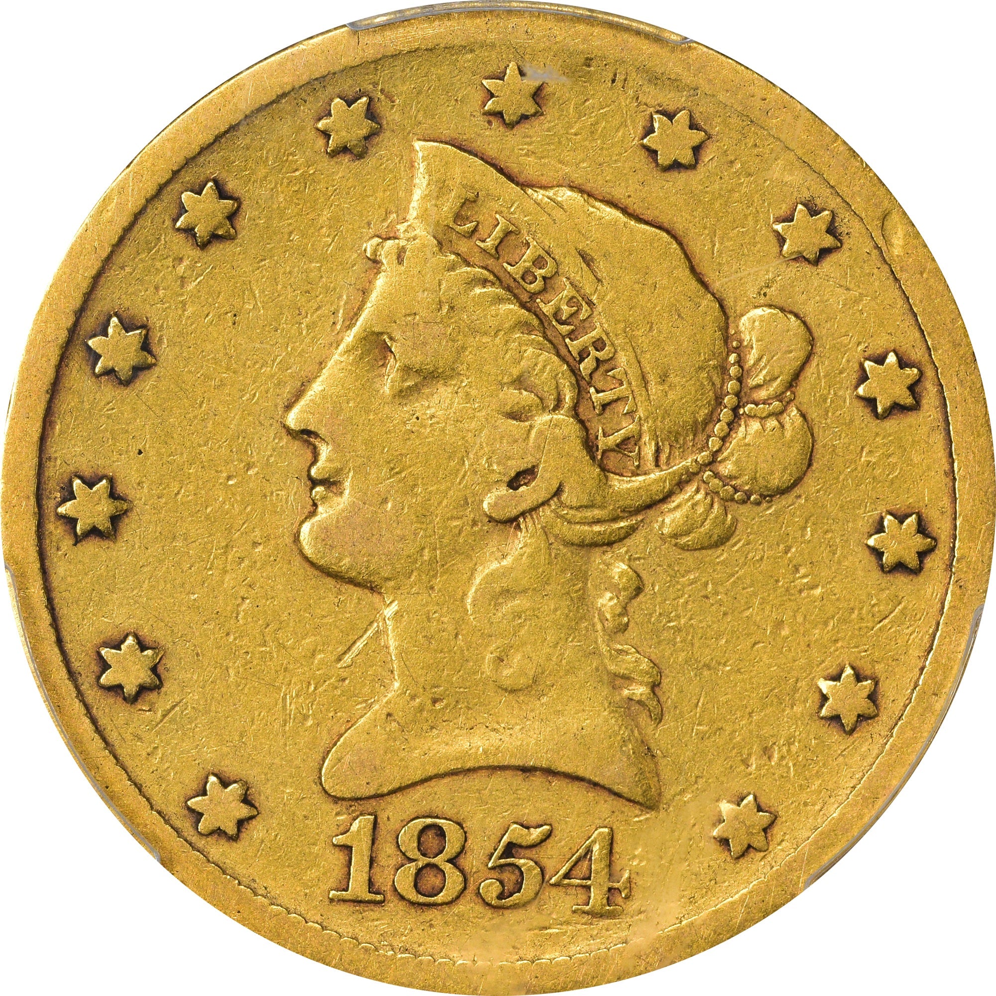 1854-S $10 F12 PCGS