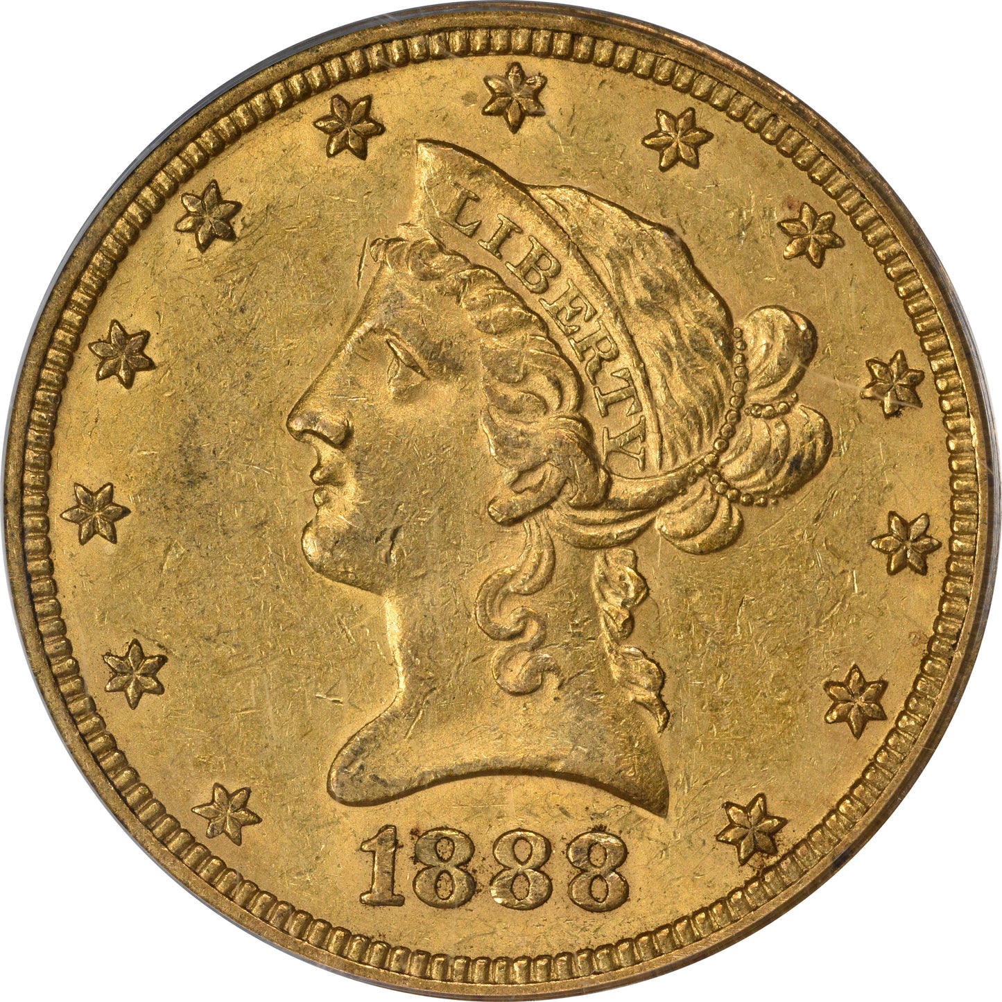 1888-O $10 AU55 OGH PCGS GOLD CAC