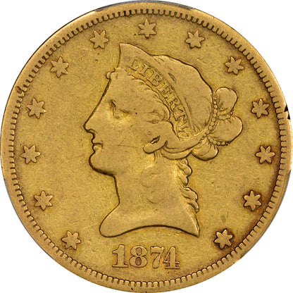 1874-S $10 F12 PCGS