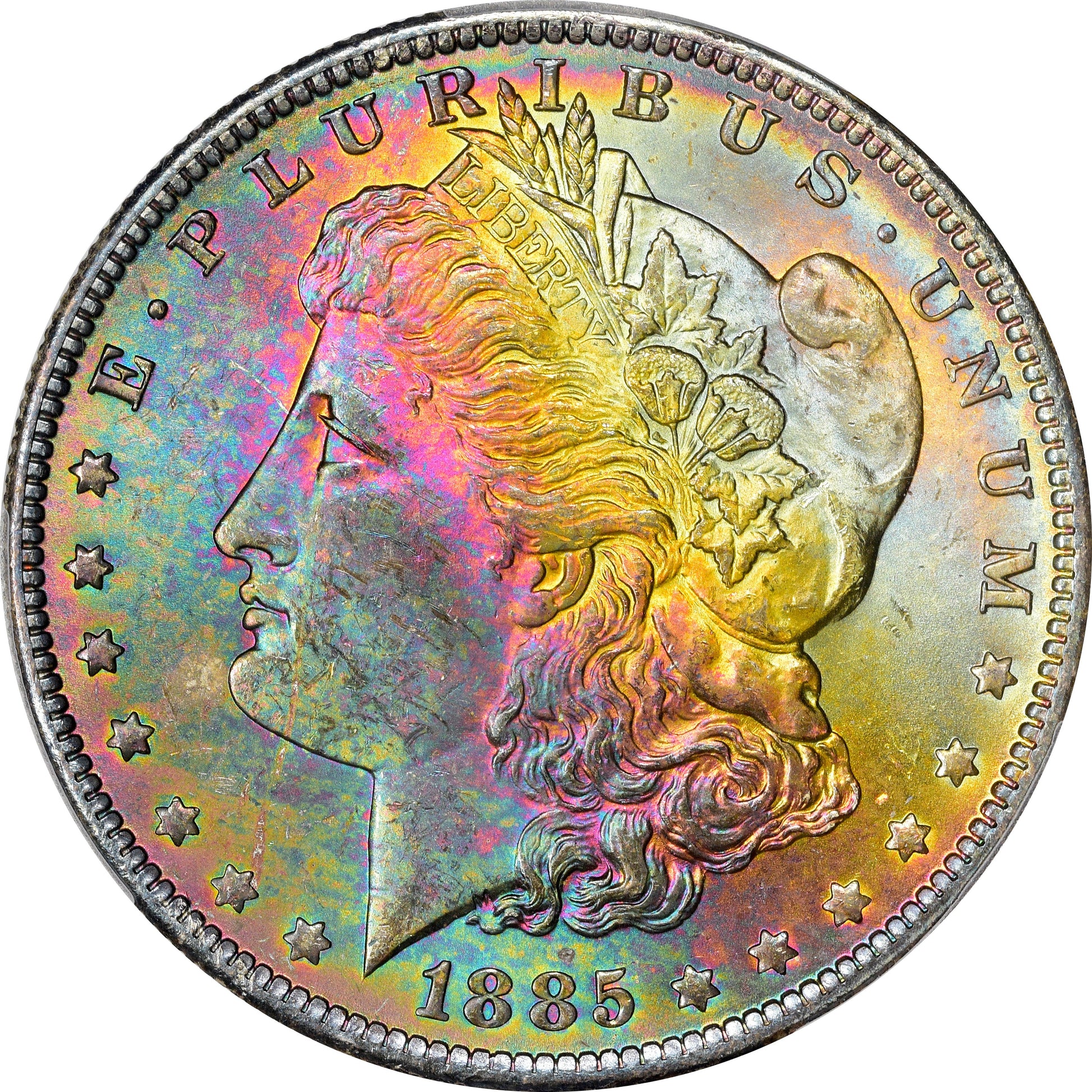 1885 - O $1 Ms64 + Pcgs Cac