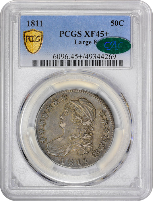 1811 50C LARGE 8 XF45+ PCGS CAC