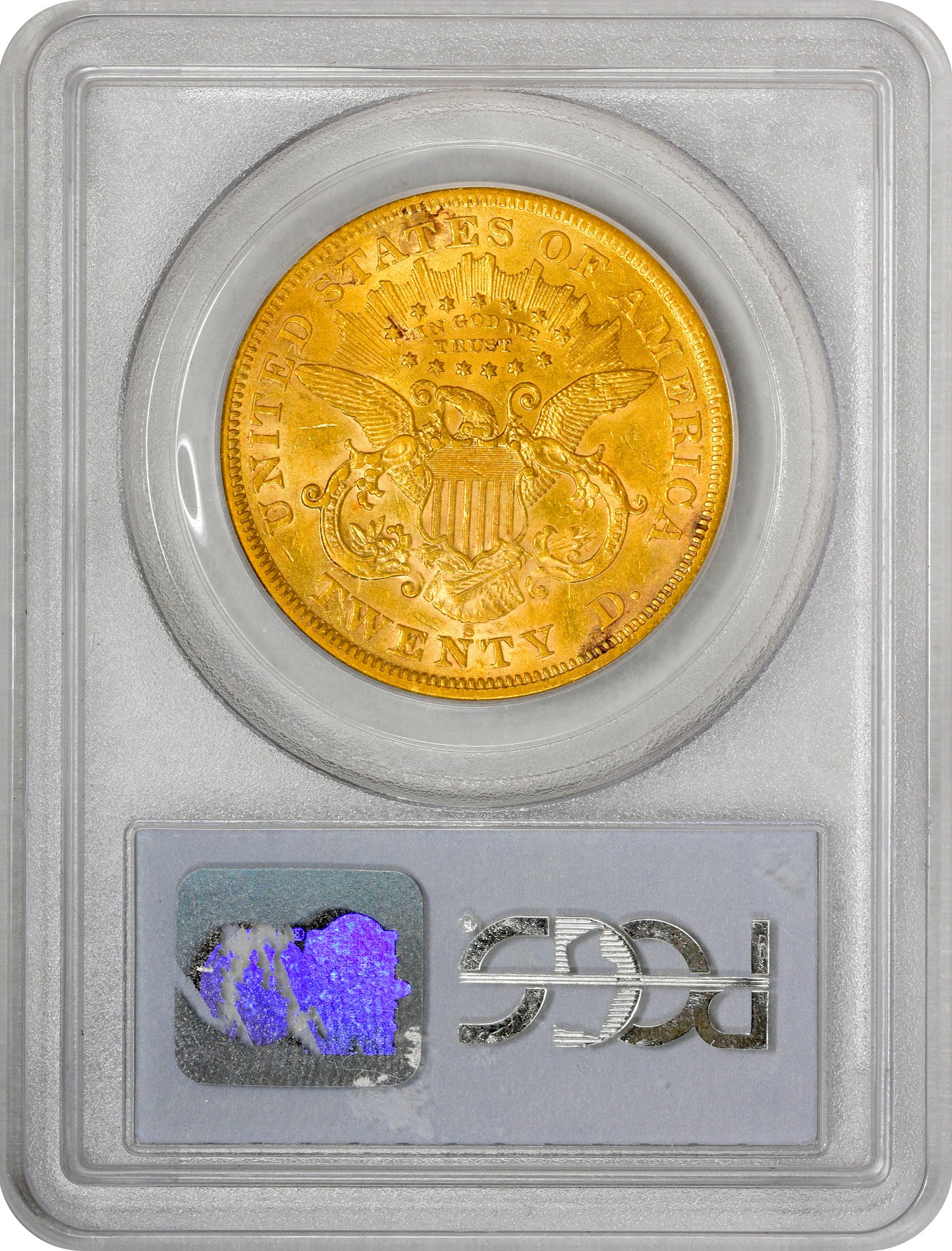 1866-S $20 MOTTO AU55 PCGS CAC