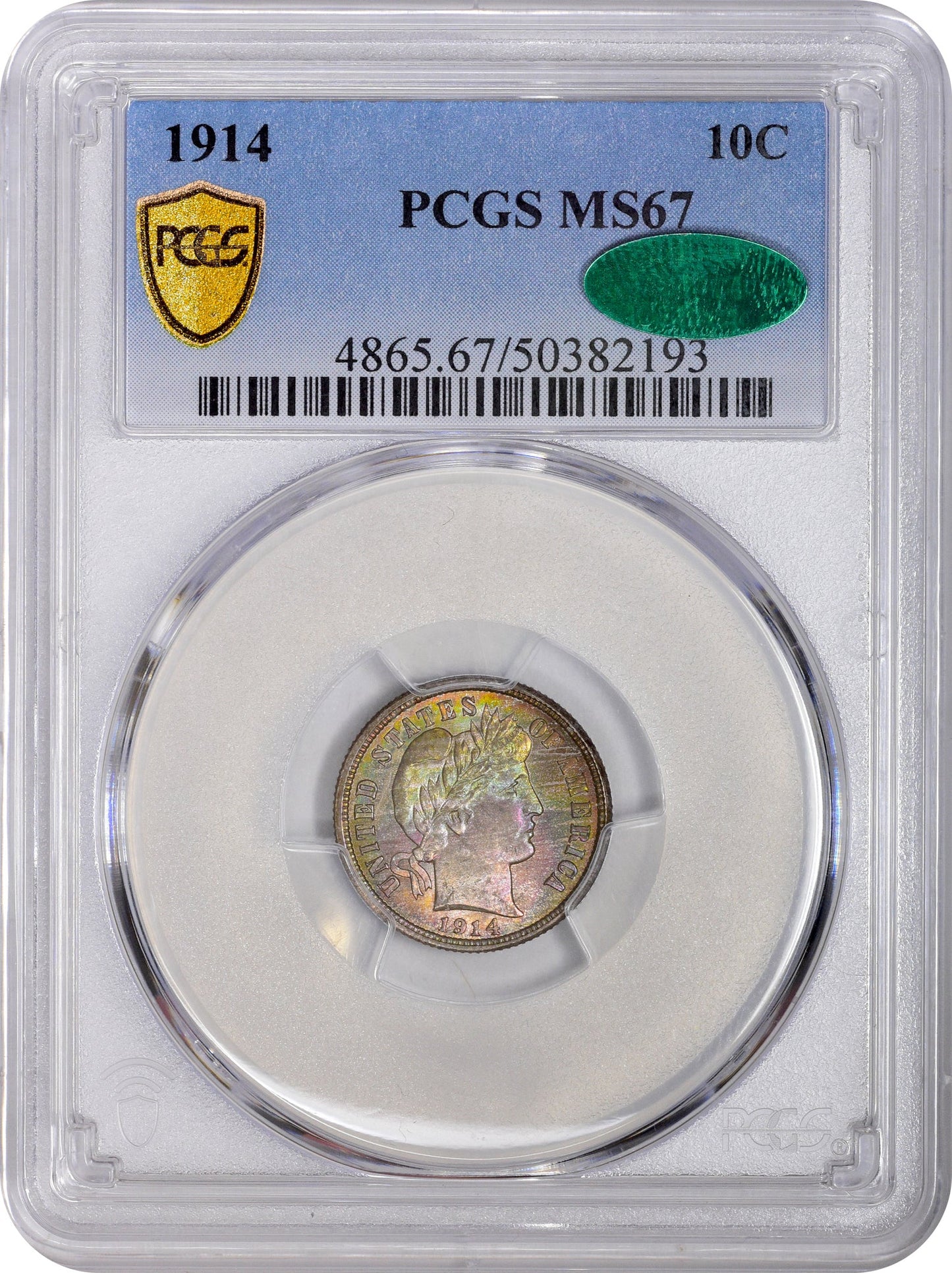 1914 10C Ms67 Pcgs Cac