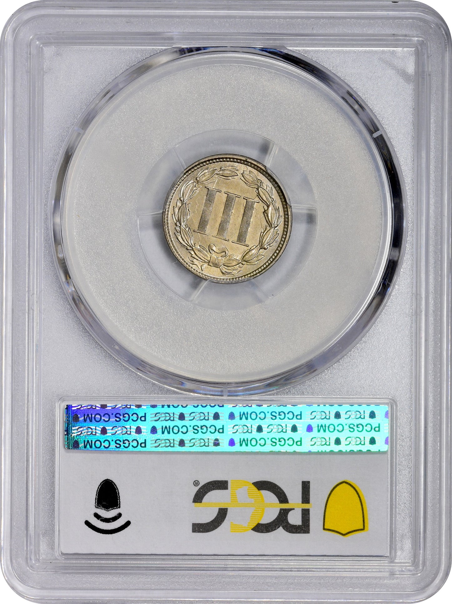 1865 3CN MS63 PCGS CAC