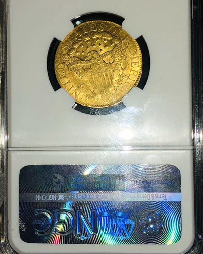 1806 $5 KNOB 6 AU53 NGC CAC