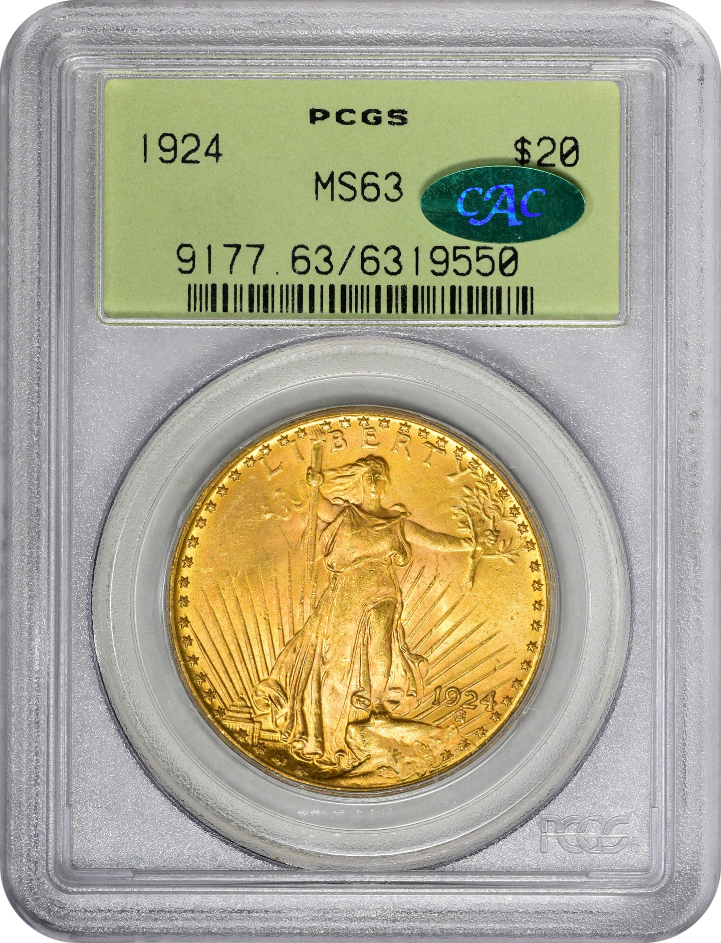 1924 $20 MS63 OGH PCGS CAC