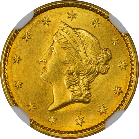 1850 G$1 Ms65 + Ngc Cac $I Gold