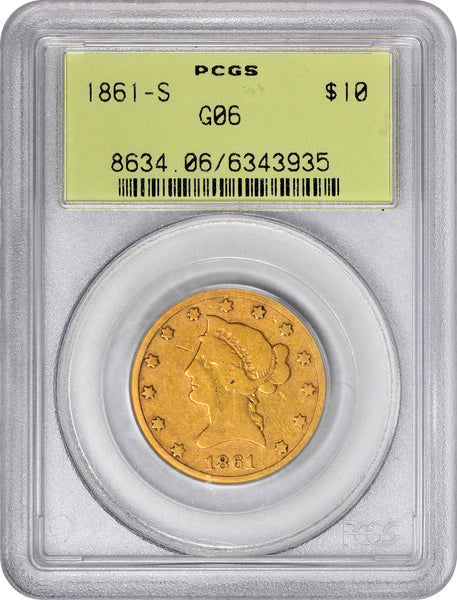 1861-S $10 G06 OGH PCGS