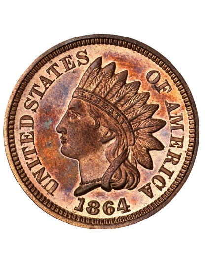 1864 1C BRONZE PR65 RB PCGS CAC