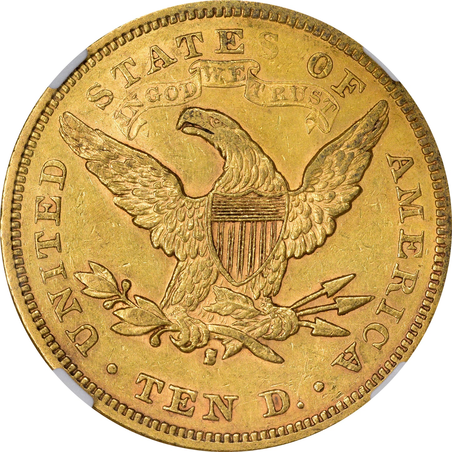 1877-S $10 AU55 NGC CAC