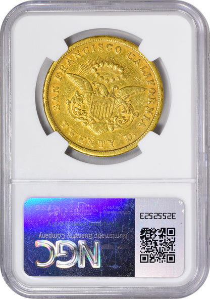 1855 $20 KELLOGG & CO. AU53 NGC