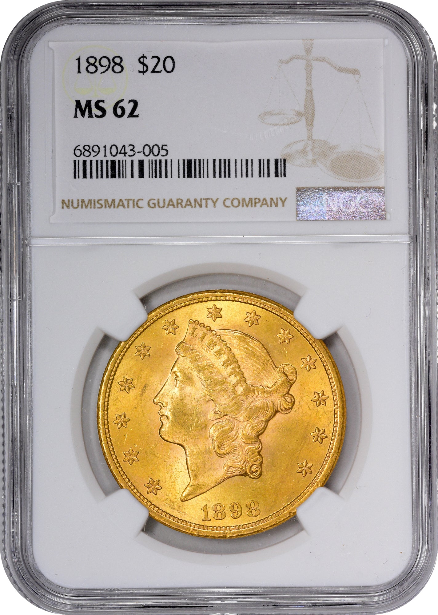 1898 $20 MS62 NGC