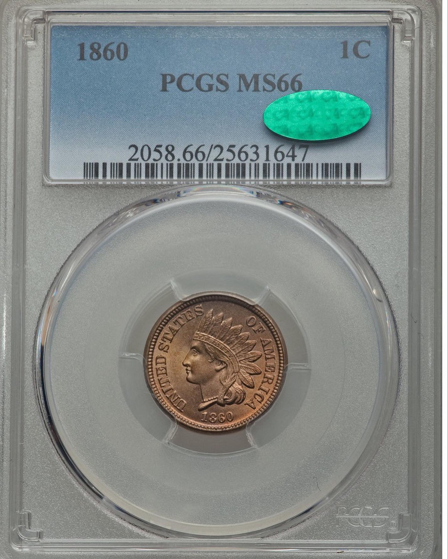 1860 1C MS66 PCGS CAC