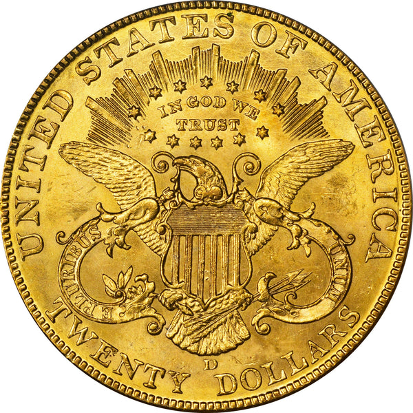 1907-D $20 MS62 OGH PCGS GOLD CAC