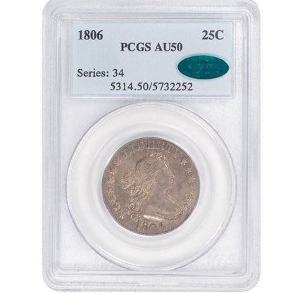 1806 25C AU50 PCGS CAC