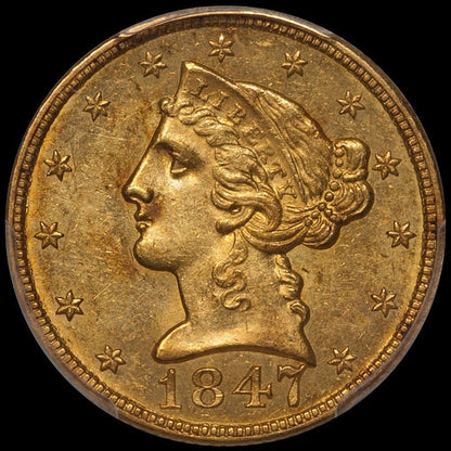 1847-C $5 MS61 PCGS CAC