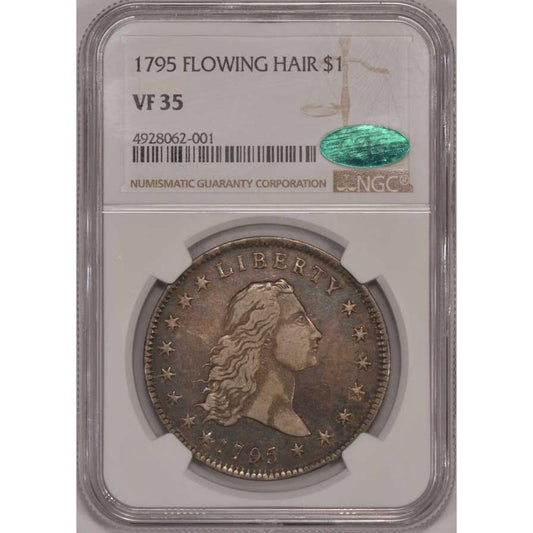 1795 $1 VF35 2 LEAVES NGC CAC