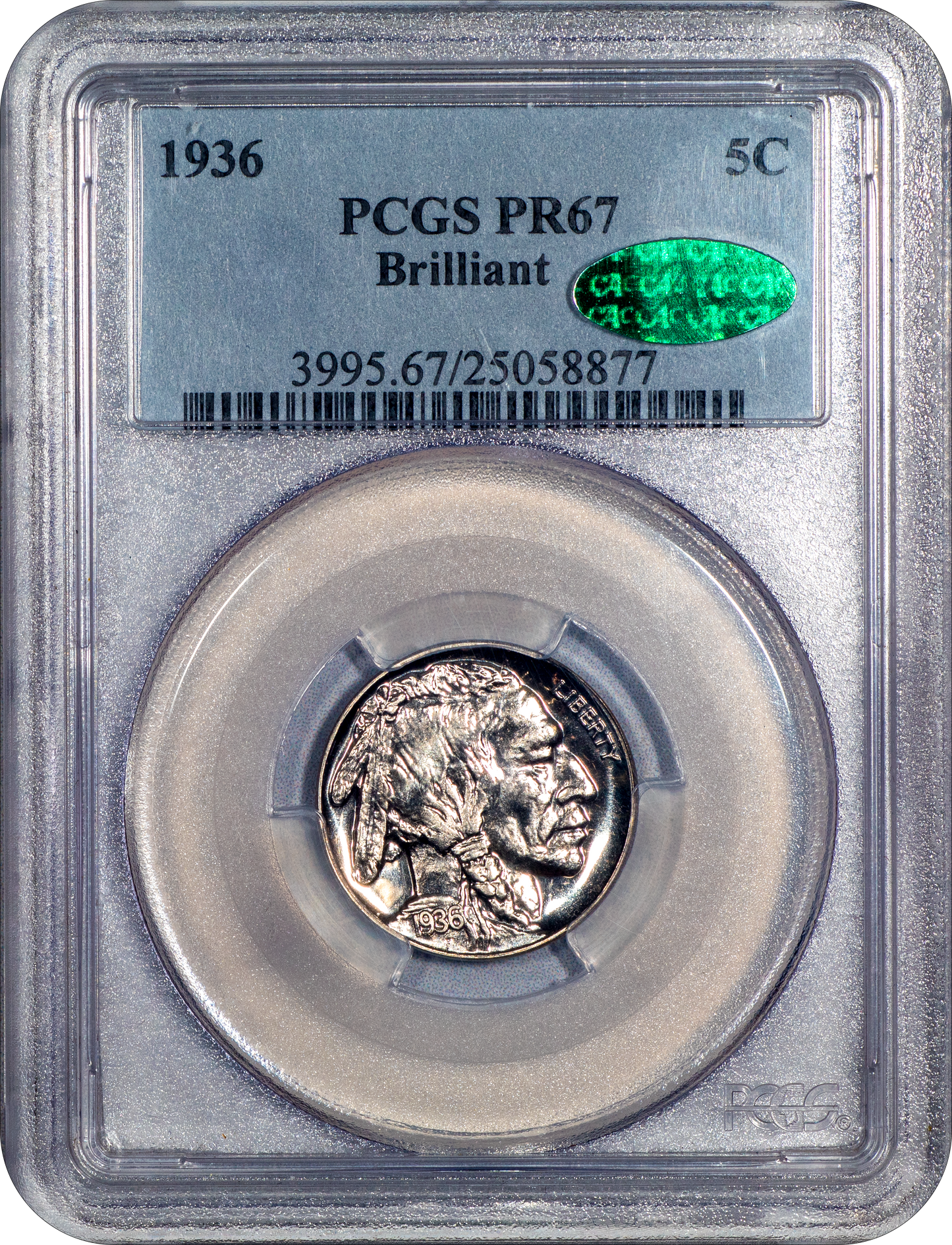 1936 5C BRILLIANT PR67 PCGS CAC