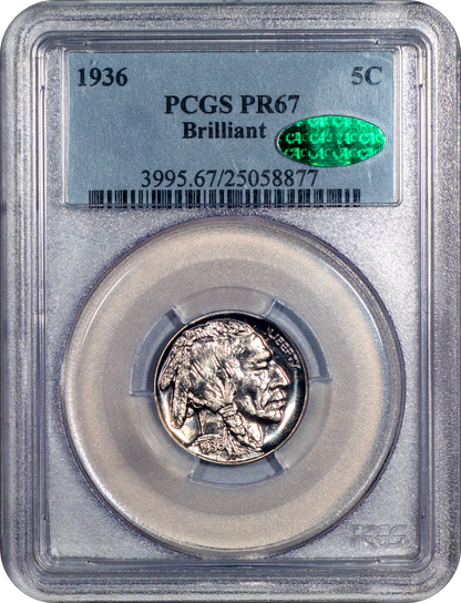 1936 5C BRILLIANT PR67 PCGS CAC