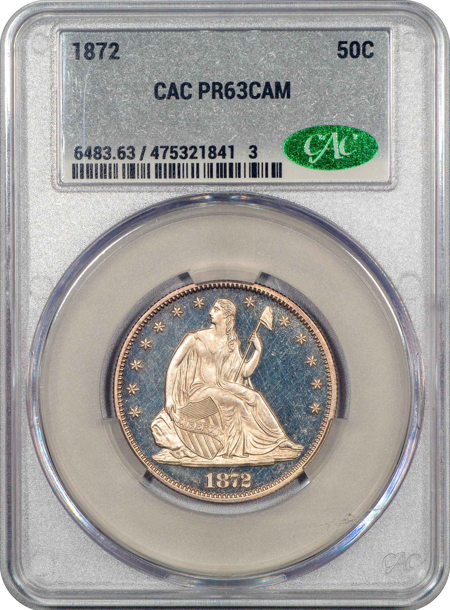 1872 50C PR63 CAM CACG
