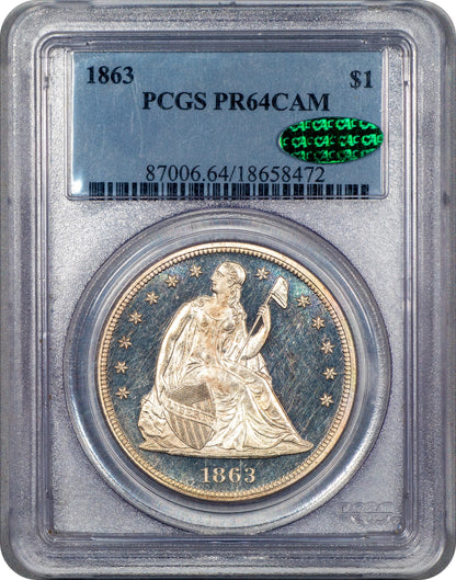 1863 $1 PR64 CAM PCGS CAC
