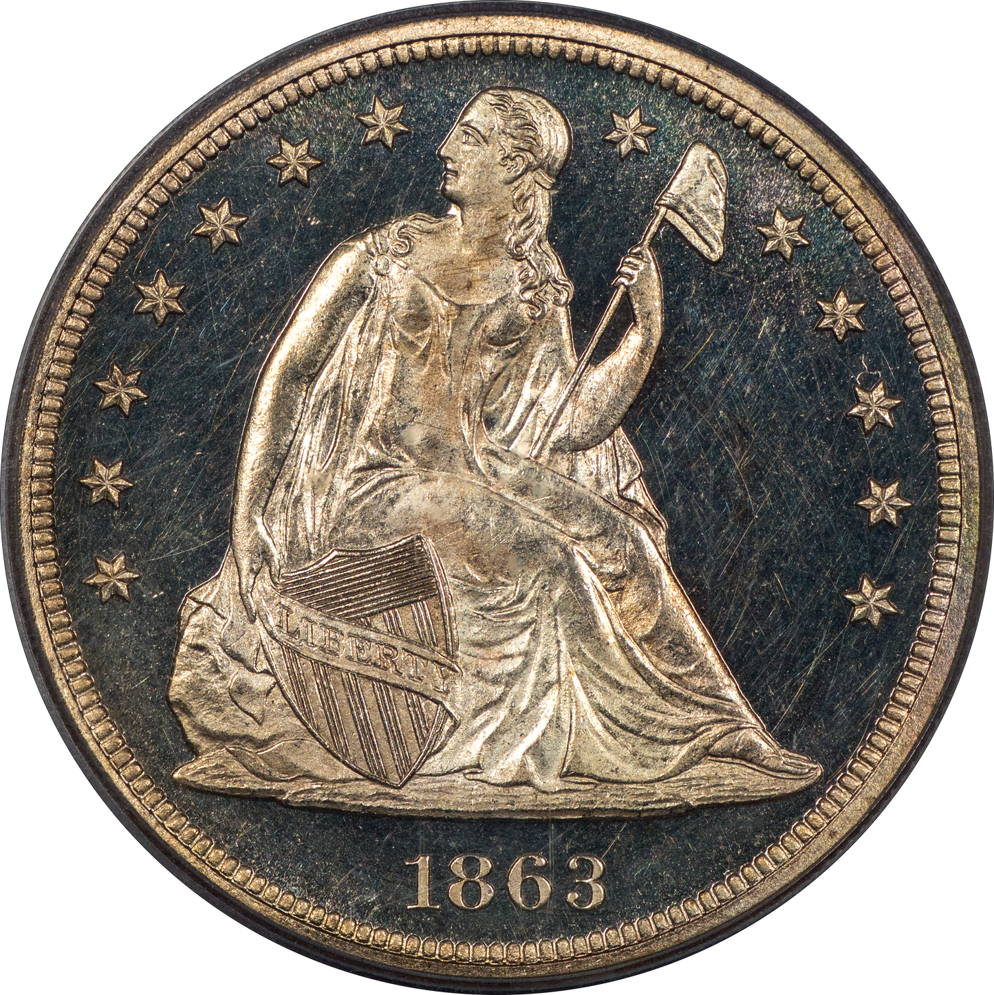 1863 $1 PR64 CAM PCGS CAC