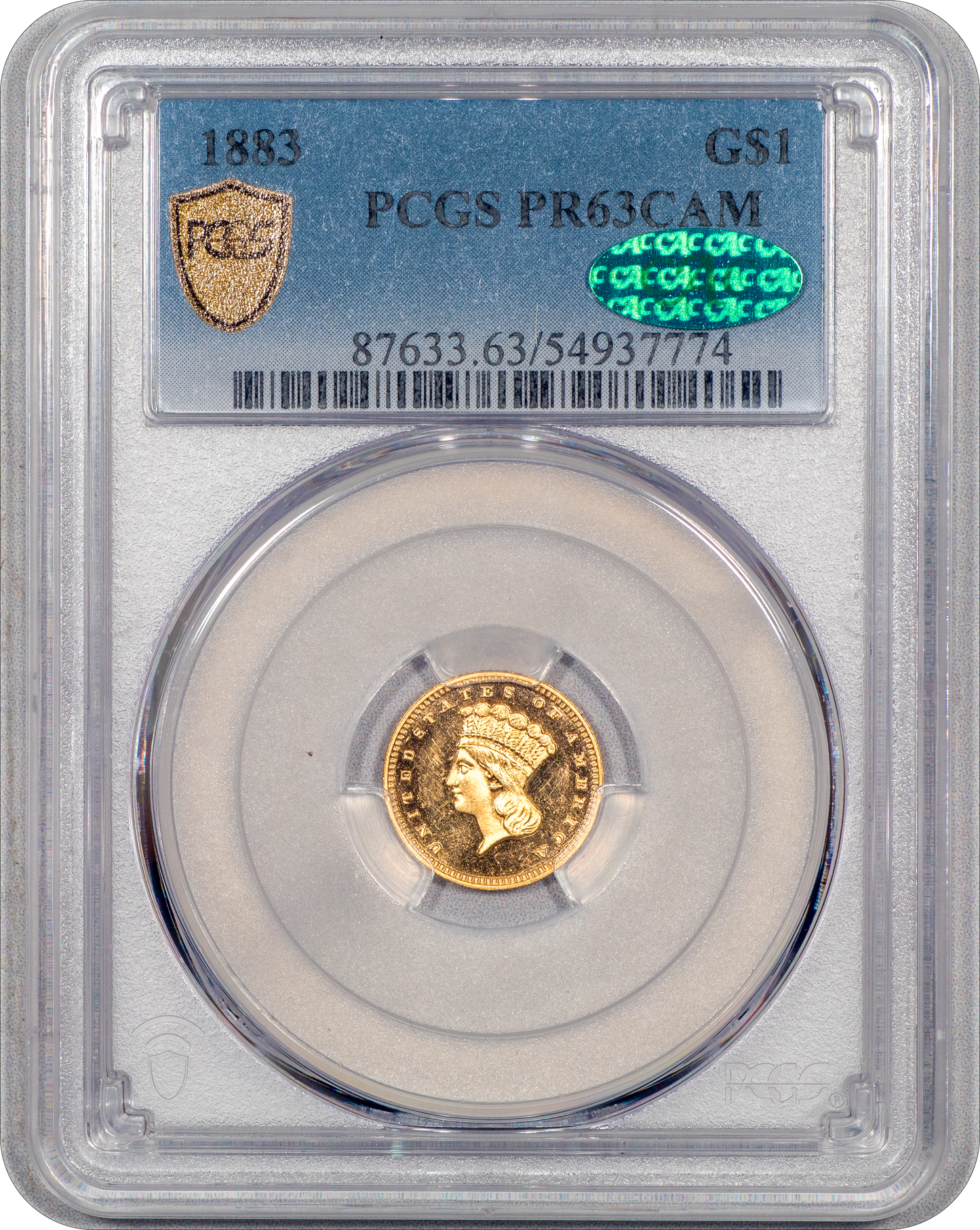 1883 G$1 PR63 CAM PCGS CAC