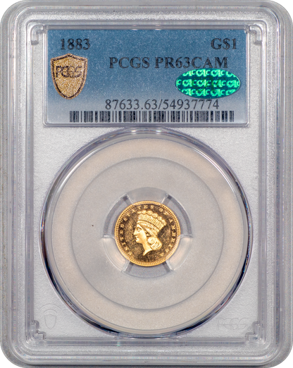 1883 G$1 PR63 CAM PCGS CAC
