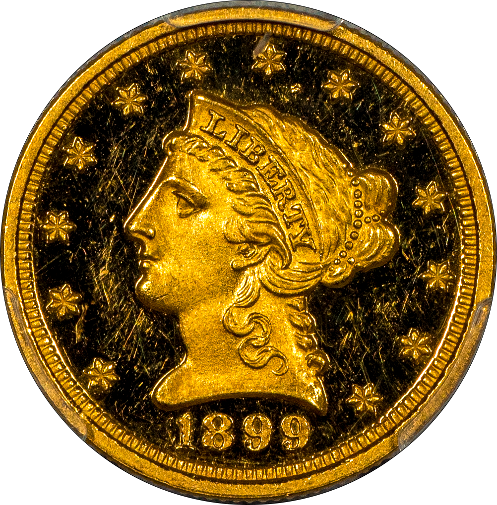 1899 $2.5 PR63+ DCAM PCGS CAC