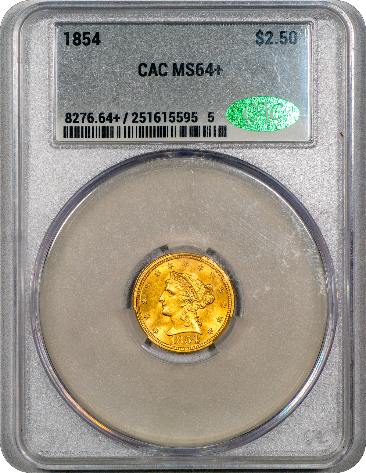 1854 $2.5 MS64+ CACG