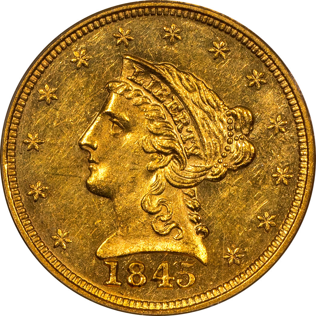 Buy 1845 Liberty Head Quarter Eagle $2.5 MS62 PCGS CAC