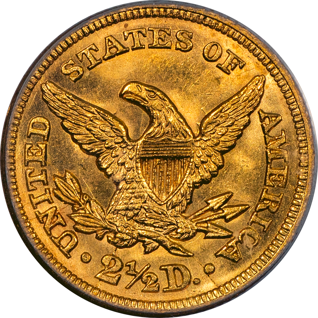 Buy 1845 Liberty Head Quarter Eagle $2.5 MS62 PCGS CAC Reverse