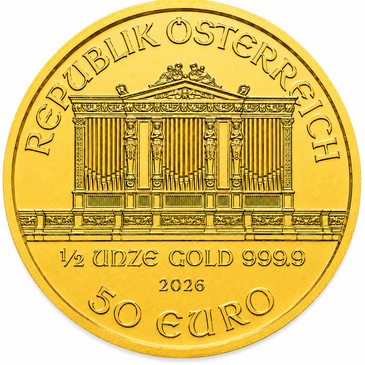 2026 Austria 1/2 oz Gold Philharmonic BU
