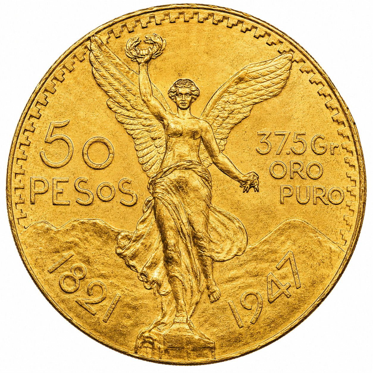 Mexican 50 Pesos Gold Coin AU-BU Condition - Random Year