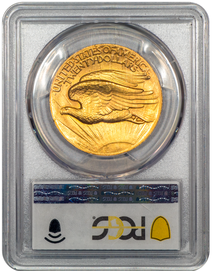 1907 $20 HIGH RELIEF WIRE EDGE MS64+ PCGS