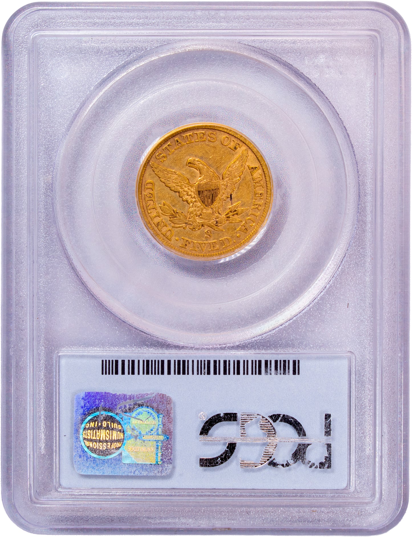 1866-S $5 NO MOTTO VF30 PCGS CAC