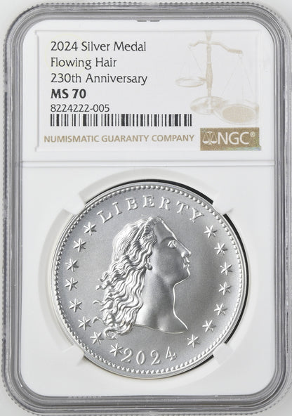 2024 Silver Medal Flowing Hair 230th Anniversary