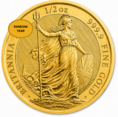 1/2 oz Gold British Britannia Coin BU Random Year