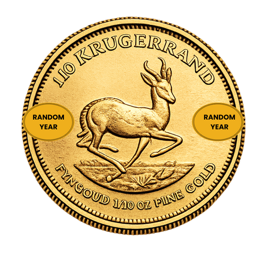 1/10 oz South African Gold Krugerrand Coin BU - Random Year