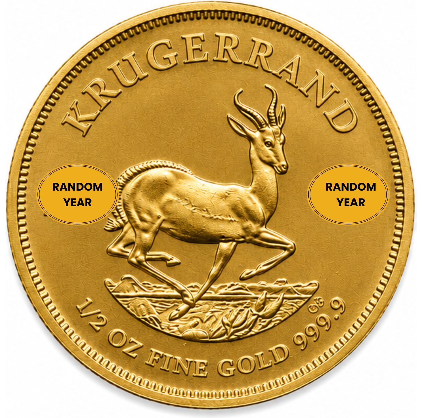 1/2 oz South African Gold Krugerrand Coin BU - Random Year