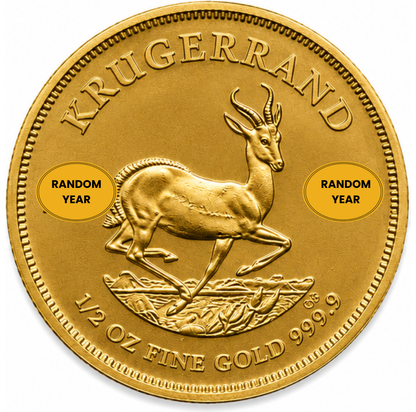 1/2 oz South African Gold Krugerrand Coin BU - Random Year