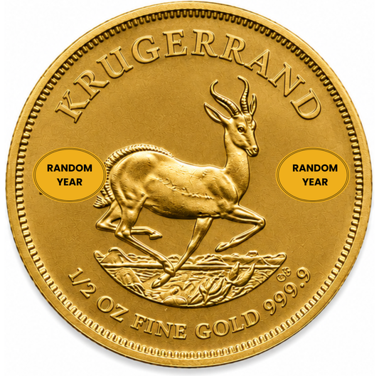1/2 oz South African Gold Krugerrand Coin BU - Random Year