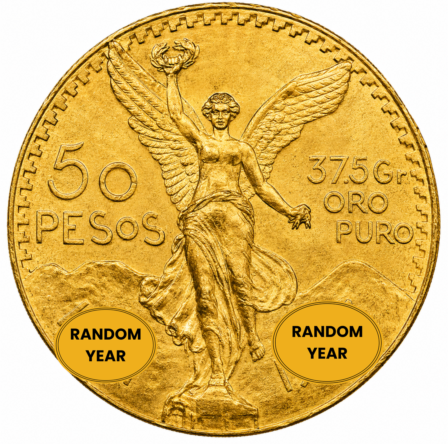 Mexican 50 Pesos Gold Coin AU-BU Condition - Random Year
