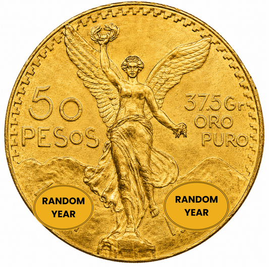 Mexican 50 Pesos Gold Coin AU-BU Condition - Random Year