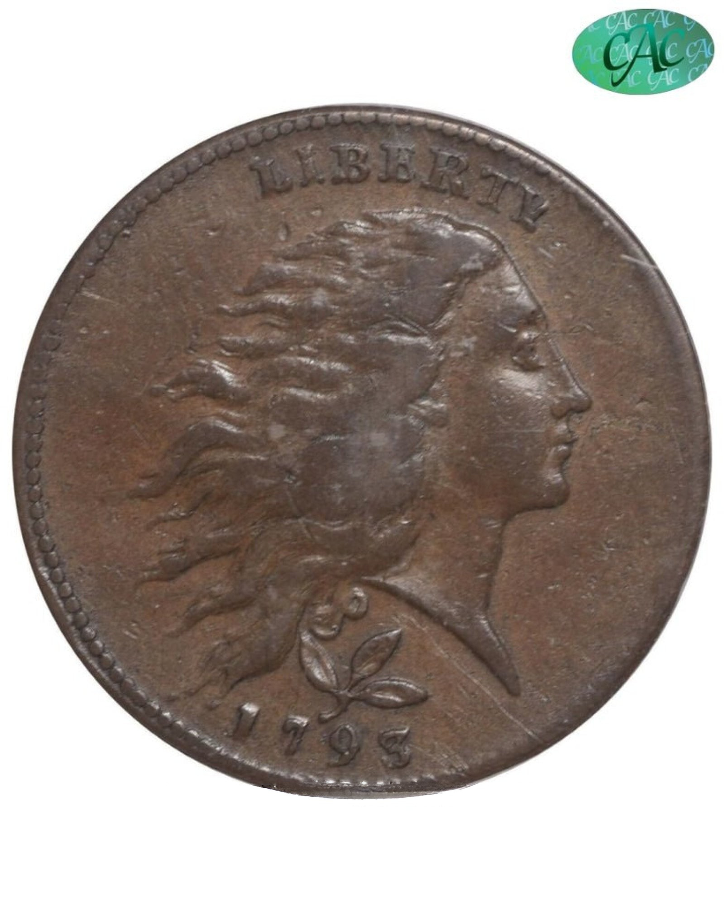 1793 WREATH & BARS EDGE 1C XF40 PCGS CAC