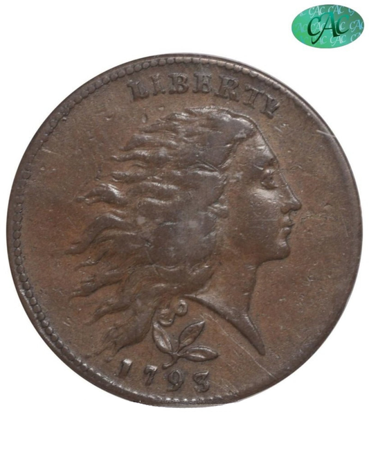 1793 WREATH & BARS EDGE 1C XF40 PCGS CAC