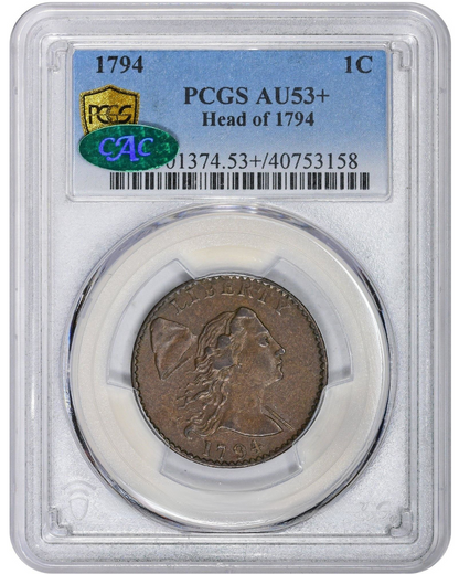 1794 1C S-26 HEAD OF 94 AU53+ PCGS CAC